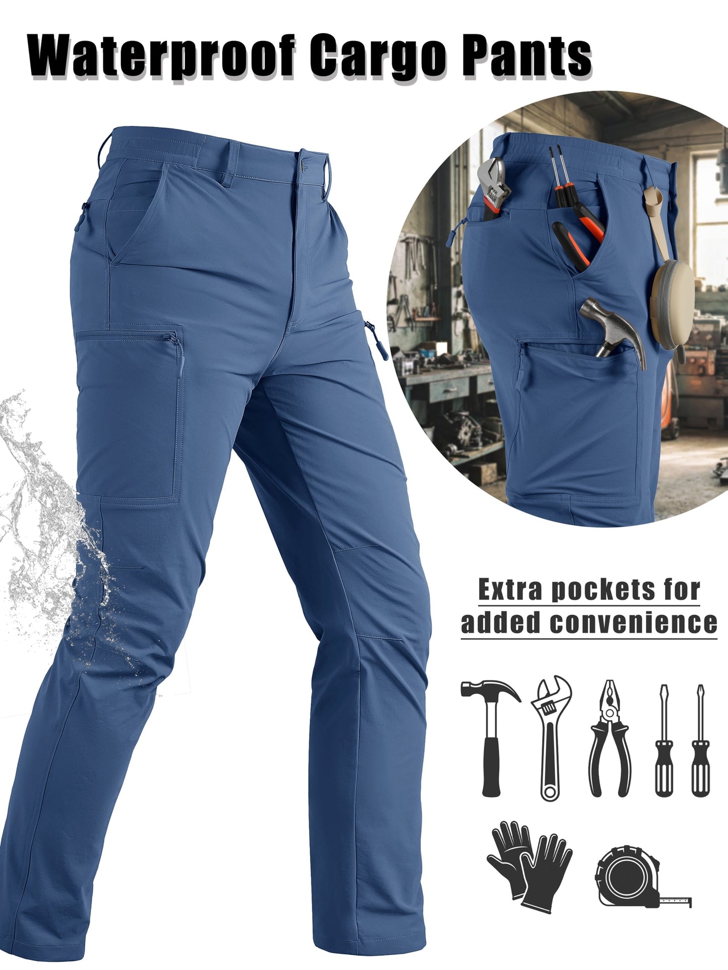 Men's Cargo Pants - Quick Dry With Pockets – Sizes 30–40 detail view