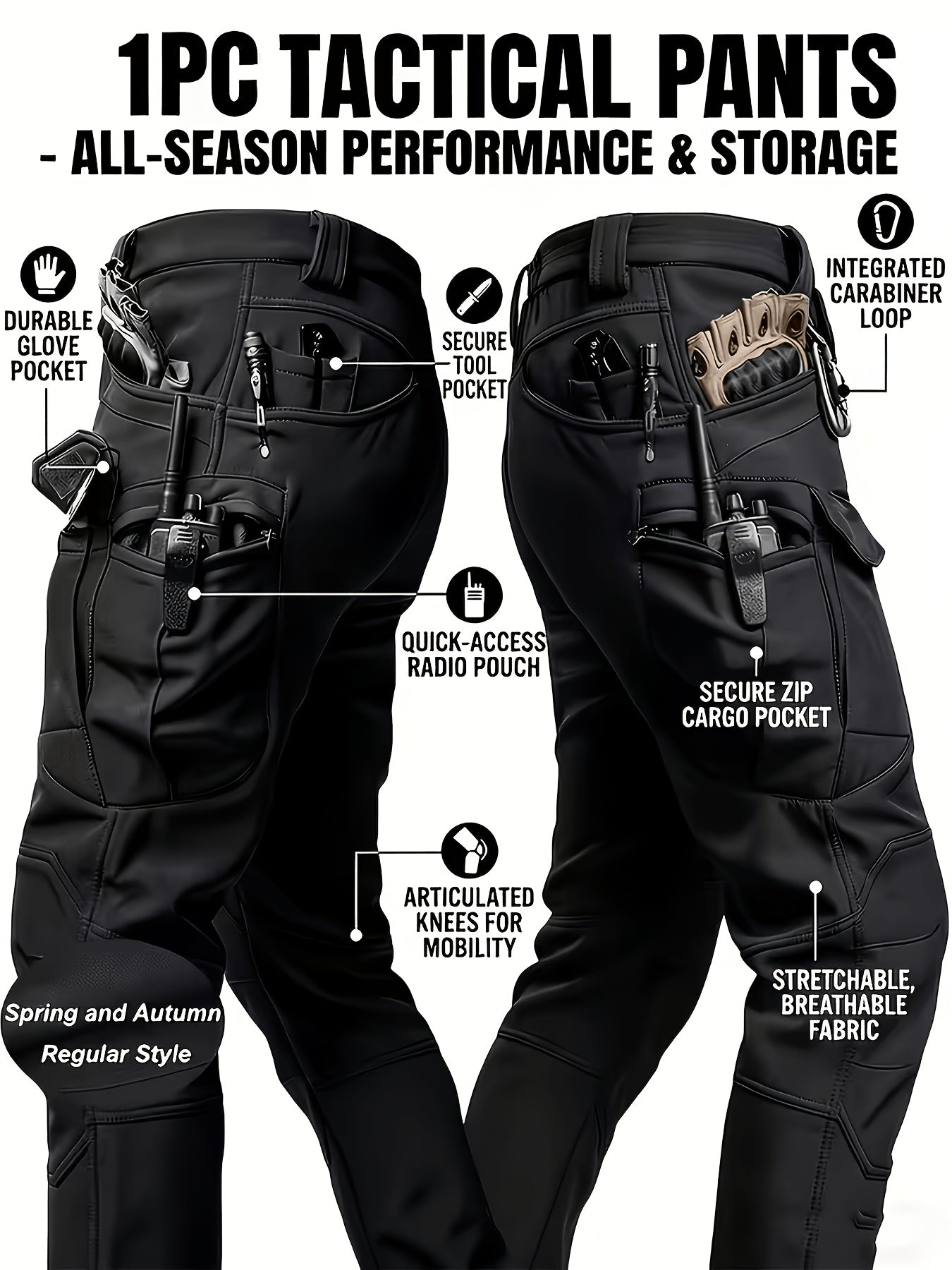 Men's Color C (with belt) Polyester Cargo Cargo Pants – view 20