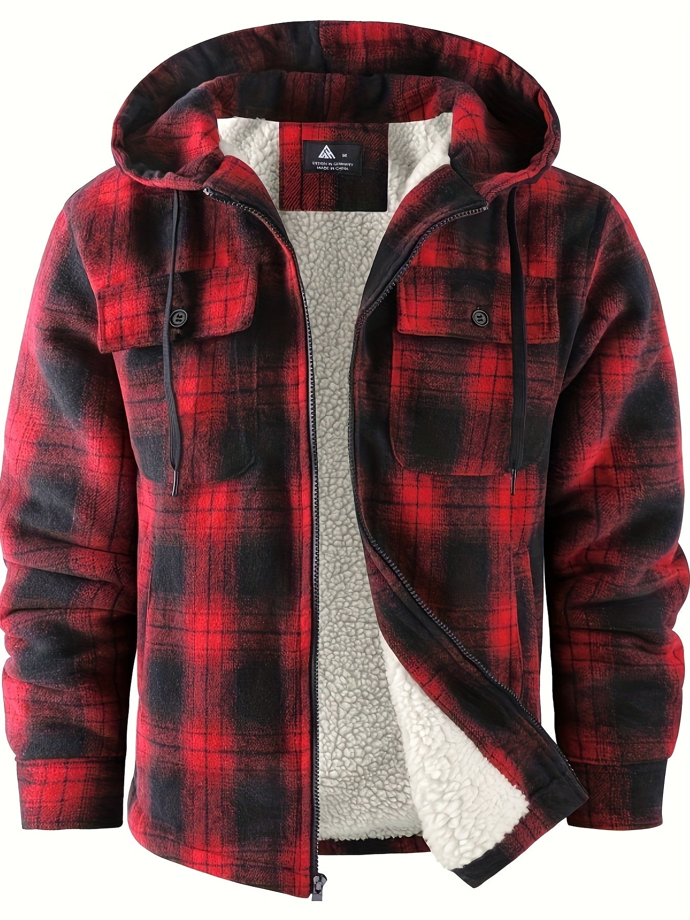 Men's Cozy Faux Fur Plaid Hoodie – Blue / D02 – view 12