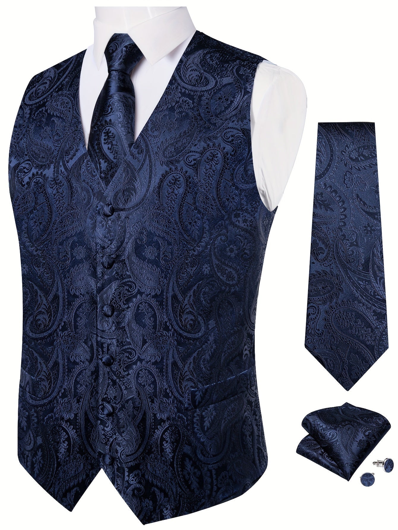 Men's Paisley Suit Vest and Tie Set - Plus Size – view 10