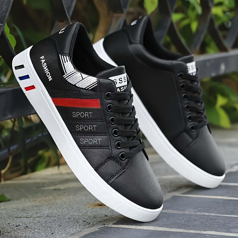 Men's Skate Shoes - Everyday Comfort & Durable Sole – White Black Lace – view 3