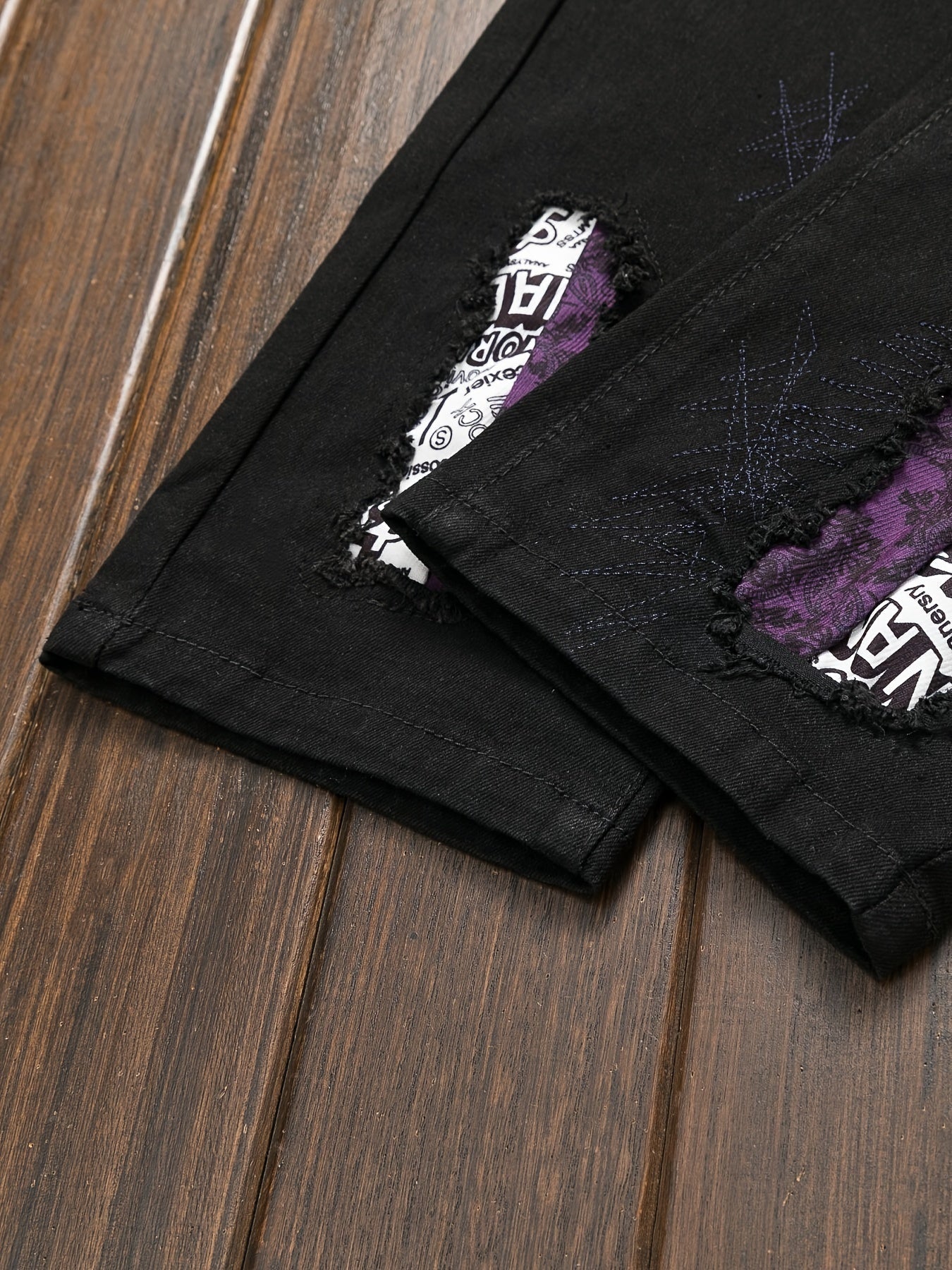 Men's Skinny Jeans - Black Denim Distressed – Sizes 30–40 – view 14