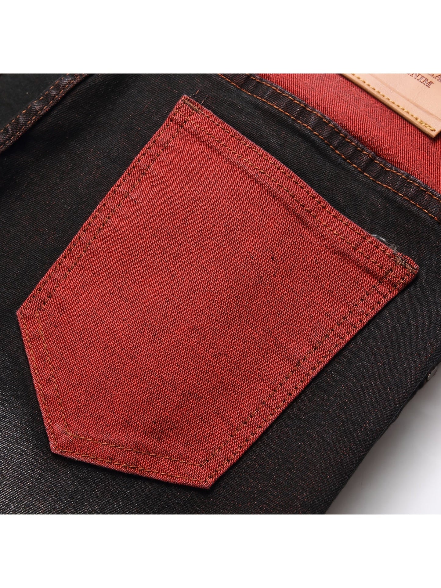Men's Slim Fit Jeans - Classic Wash Distressed – Black Red – view 10