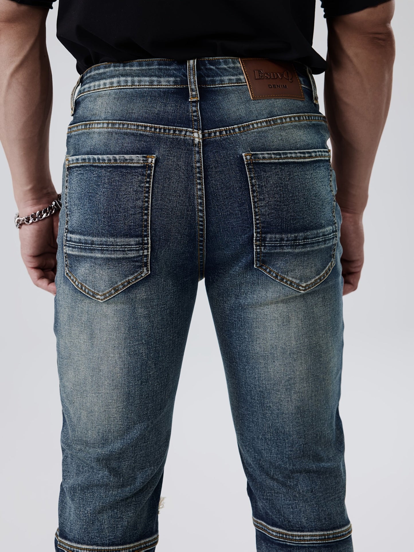 Men's Slim Fit Jeans - Vintage Wash Patchwork – view 15