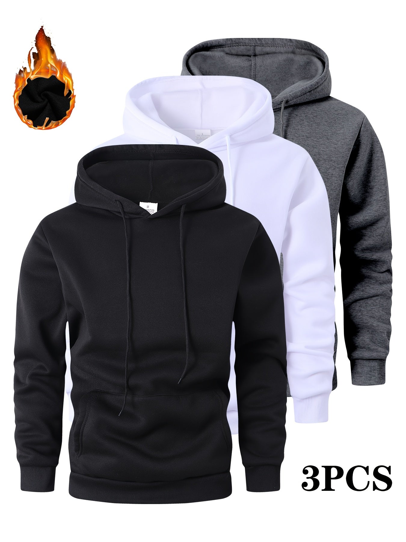 Men's Solid Color Hoodie - Long Sleeve Relaxed Fit – view 12
