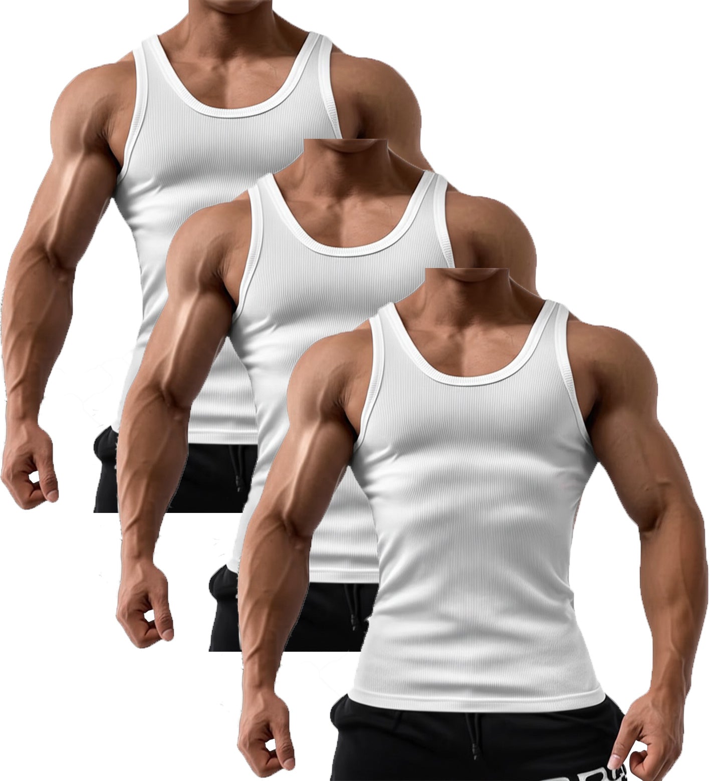 Men's Solid Color Tank Top - Classic Neck Sleeveless – 100% cotton – view 13