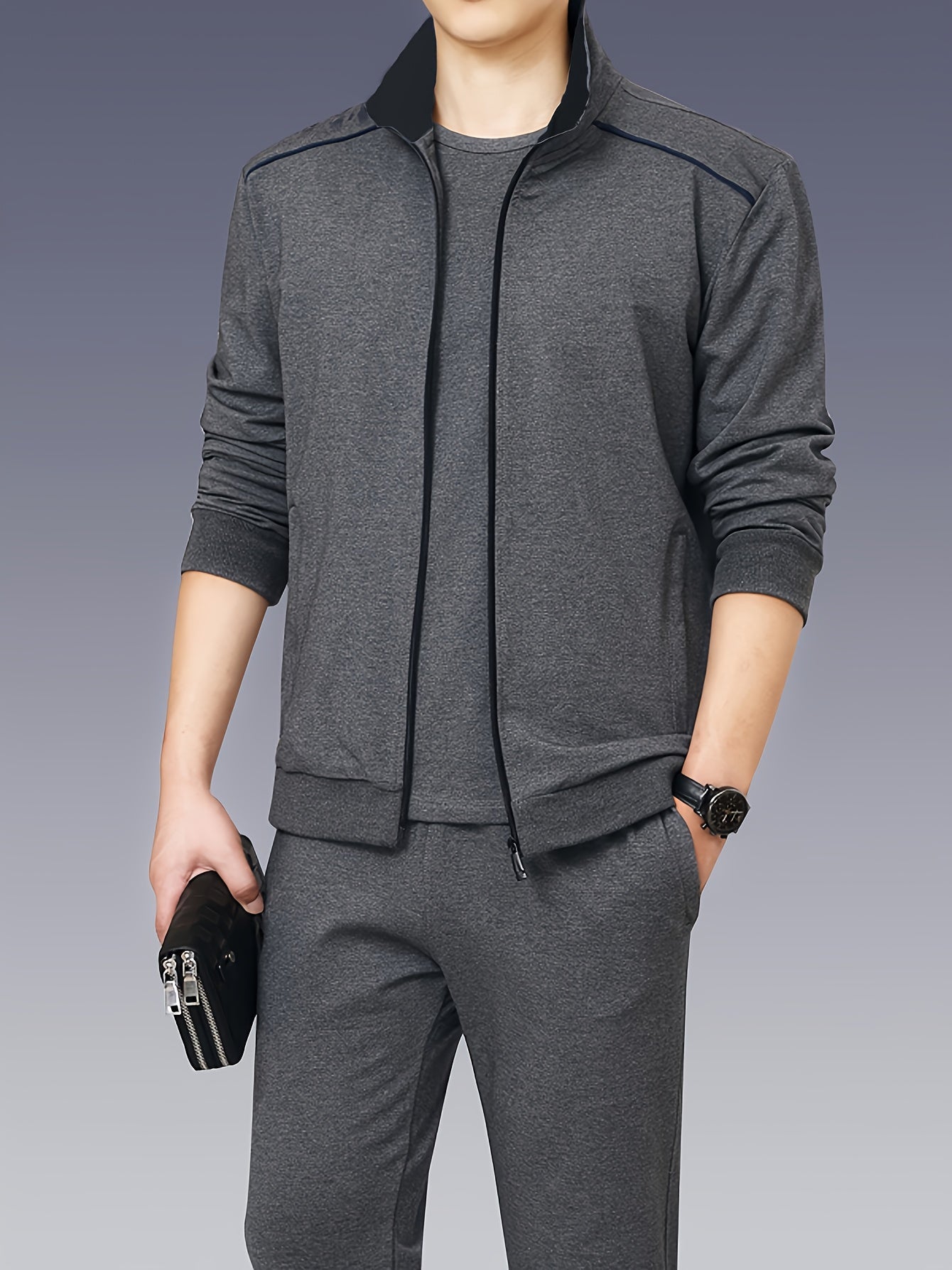 Men's Stand Collar Zip-Up Jacket - Regular Fit Transitional Layer – view 23