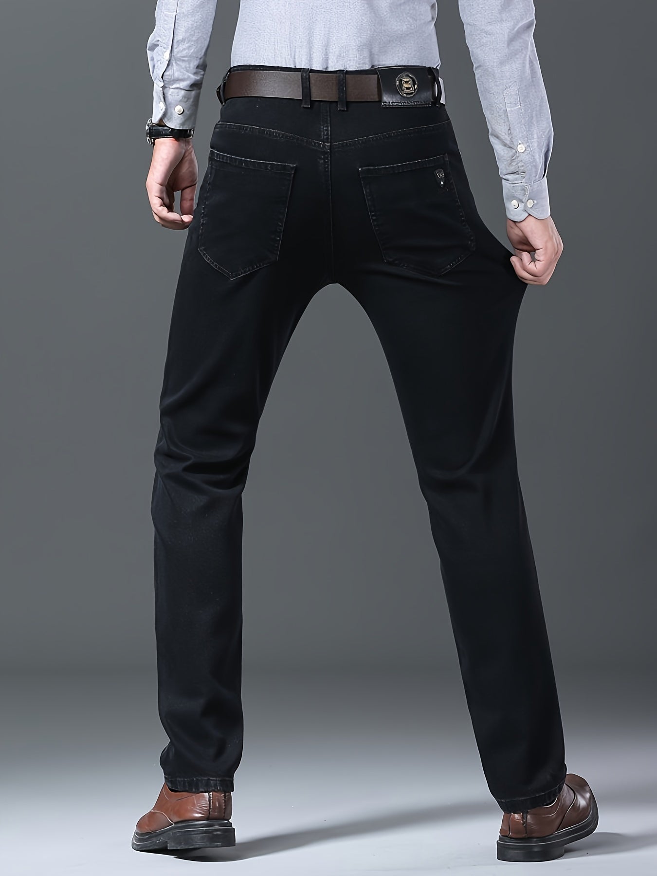 Men's Straight Leg Jeans - Black Denim Clean Finish – Classic Rise / Sizes 30–40 – view 9