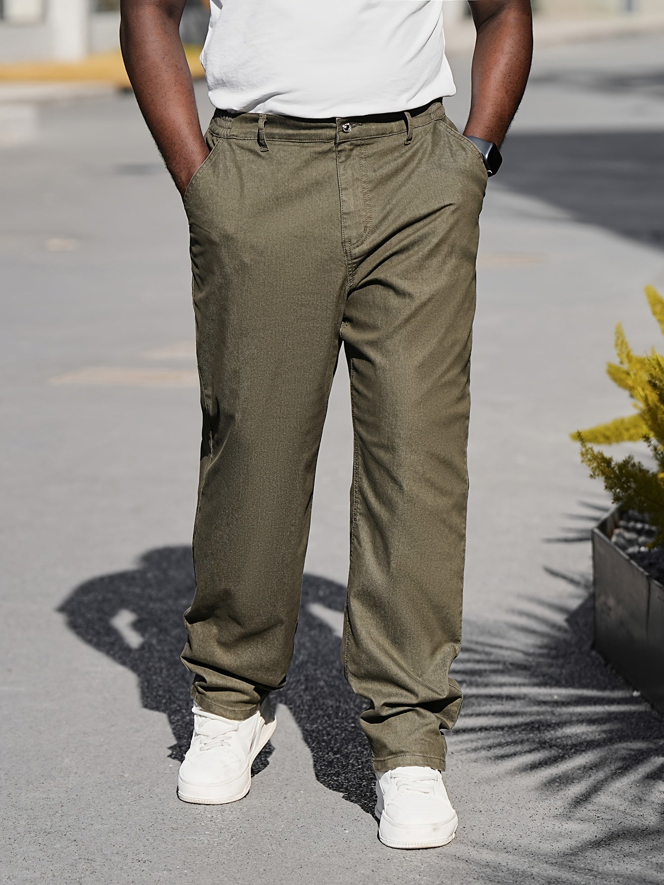Men's Straight Leg Jeans - Classic Wash Clean Finish Streetwear – fern green – view 10