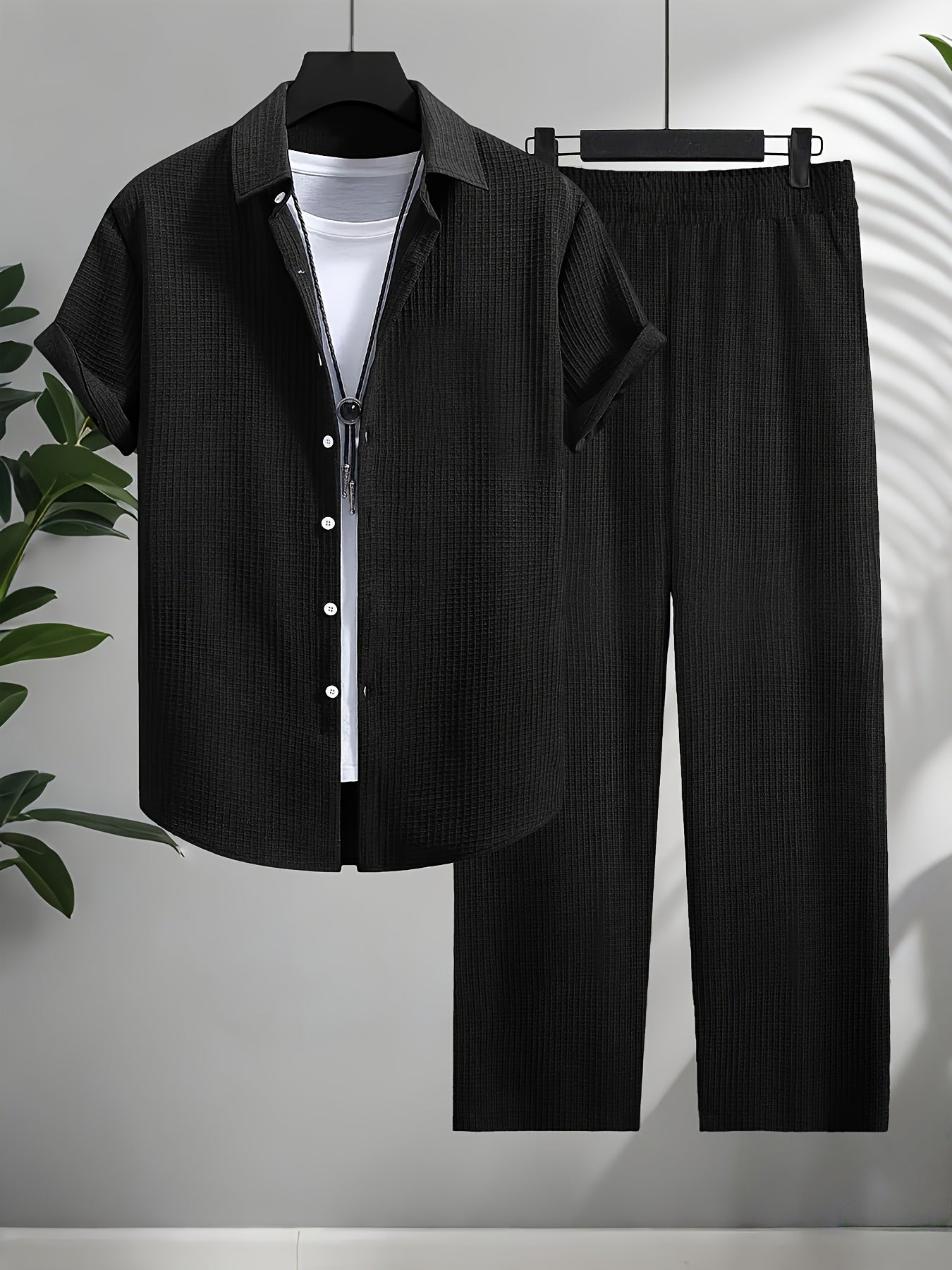 Men's Two-Piece Outfit Set - Short Sleeve – Apricot – view 8