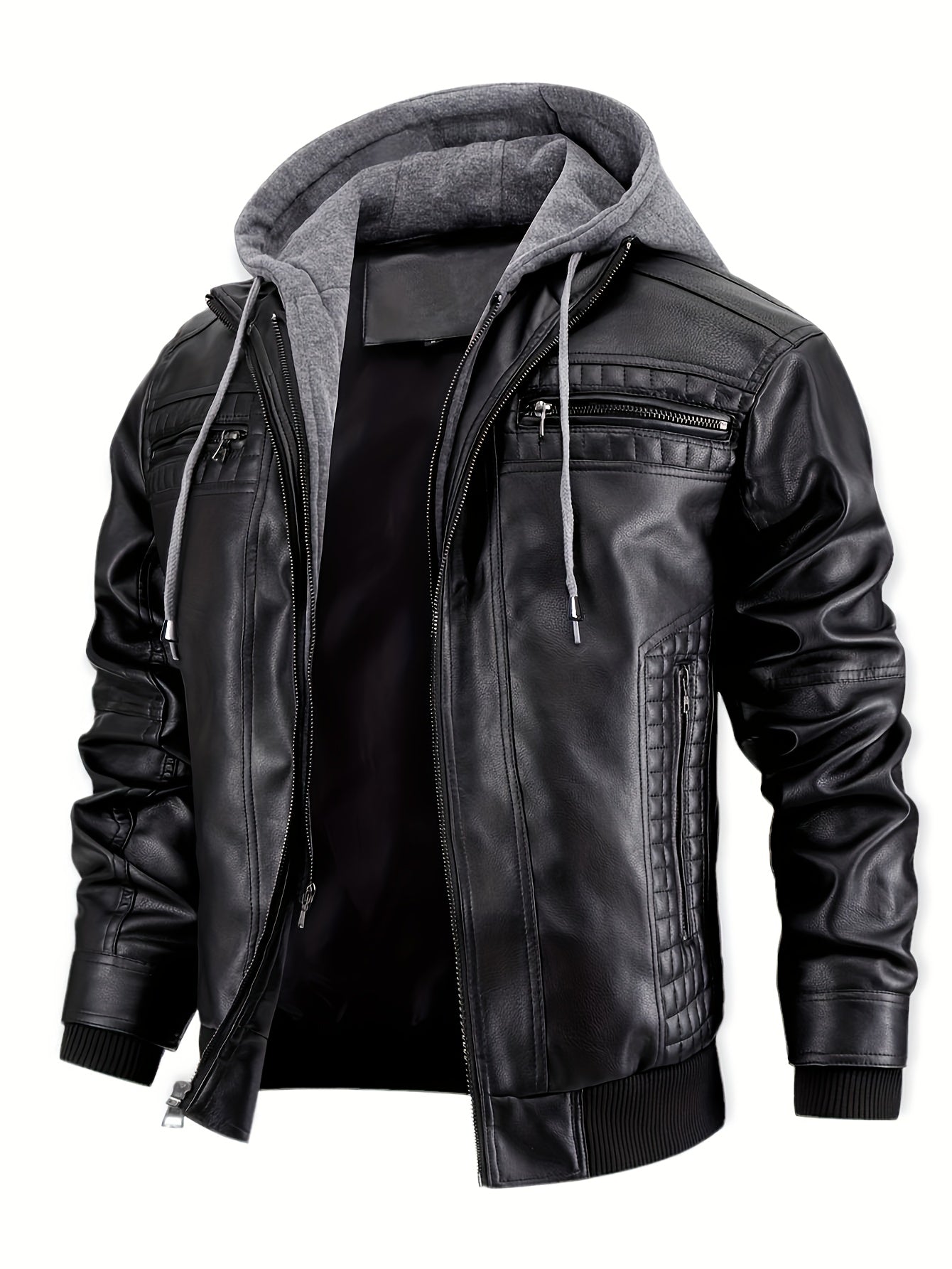 Men's Versatile Faux Leather Zip-Up Jacket – view 9