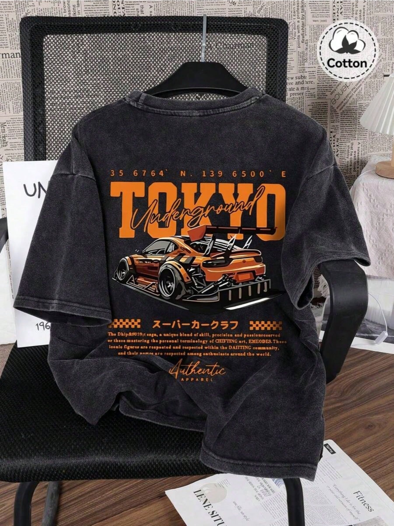 Men's Vintage T-Shirt - Round Neck Short Sleeve – Dark Gray / Blue – Gray option – view 9