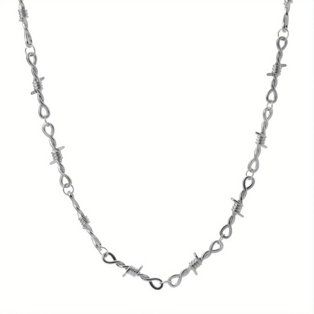 Necklace for Women - Barbed Wire Chain Punk Spiked Thorns Twisted Metal Chain for Men Gothic - product detail view 6