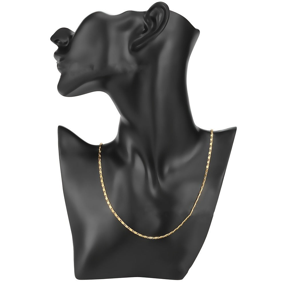 Necklace for Women - Flat Chain for 925 Sterling Silver 2mm European Style Gold Tone 20 inch - product detail view 7