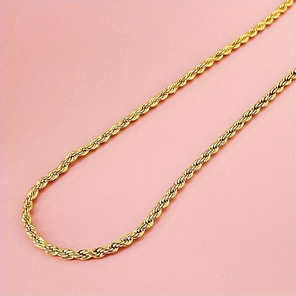 Necklace for Women - Rope Chain 18K Gold Plated 925 Sterling Silver Hip Hop Twisted Chain for - product detail view 14