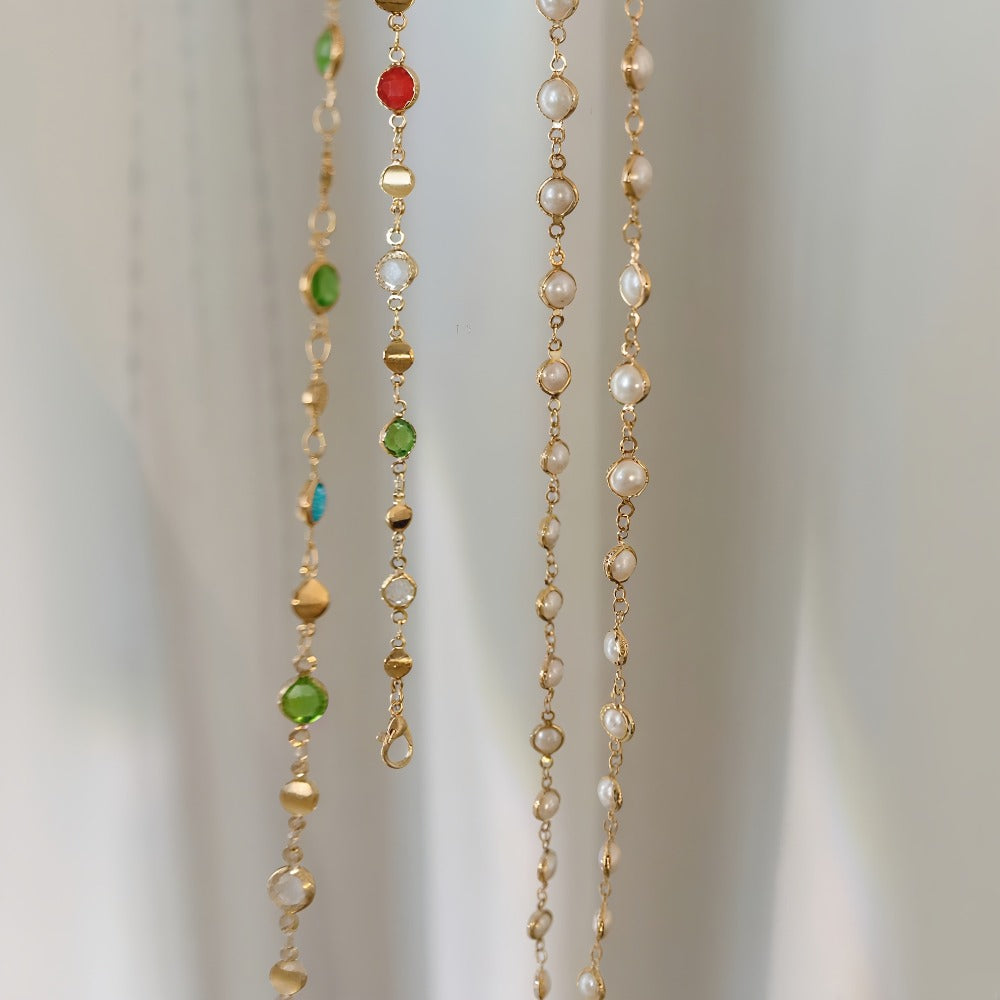 Necklace for Women - Y Set 2pcs for Rhinestone & Faux Pearl Layered , Elegant Lariat Style - product detail view 6