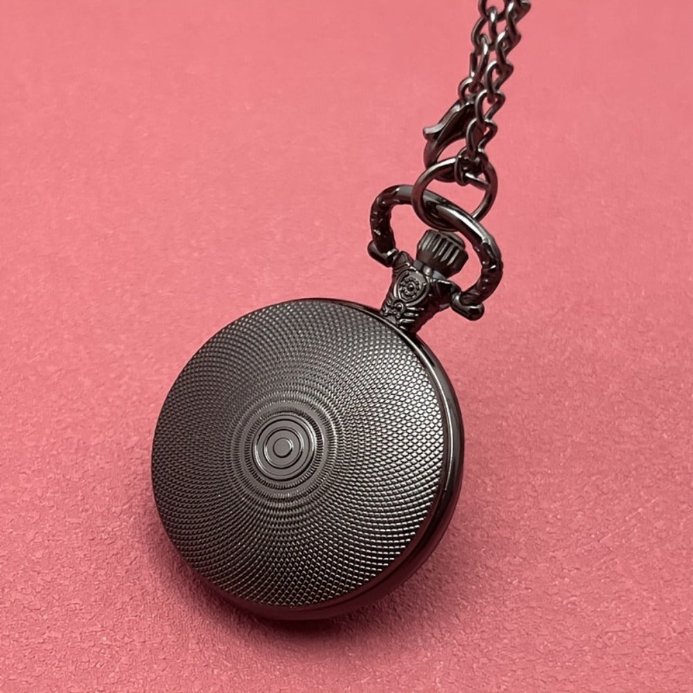 Pendant Necklace - Dragon Pocket Watch for Men - Black Vintage Quartz Pocket Watch on Chain - product detail view 7