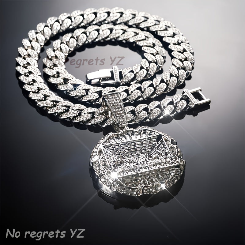 Pendant Necklace - Hip Hop Last Supper Round Full Zircon Gold Silver Men's Iced Out Chain - product detail view 14