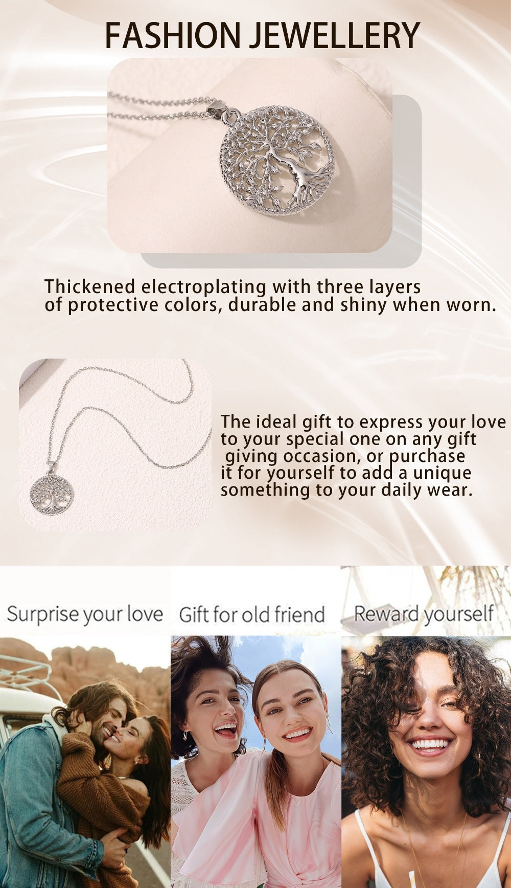 Pendant Necklace - Tree of Life for Women 925 Sterling Silver Hypoallergenic Elegant Chain - product detail view 11