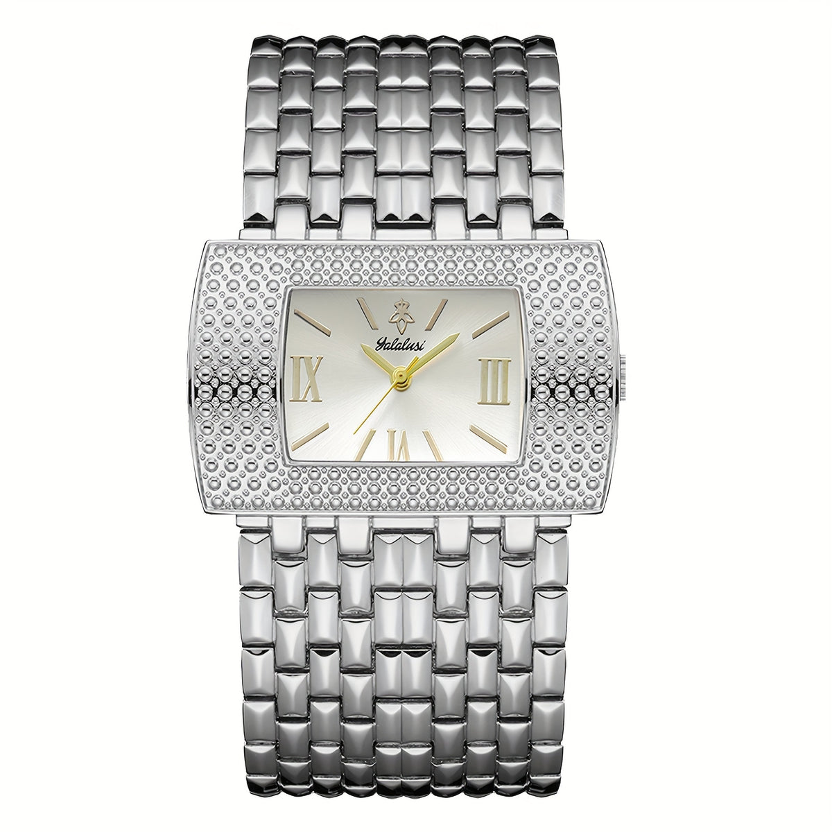 Quartz Watch - YaLaLuSi Luxury Rectangular with Roman Numerals Golden Tone Analog - product detail view 18