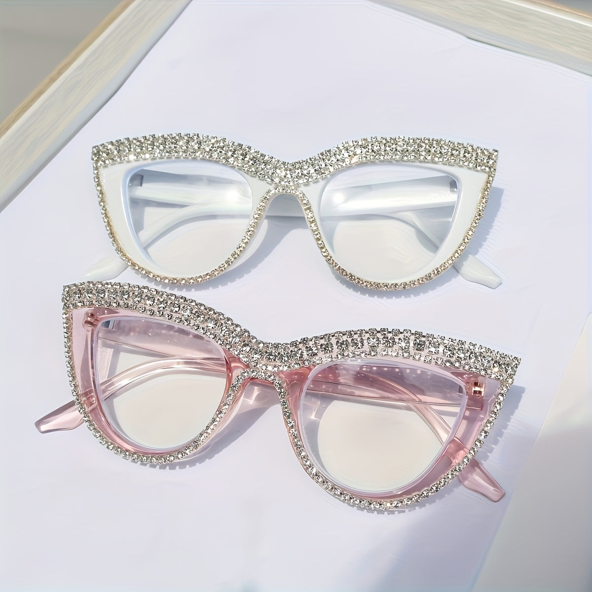 Reading Glasses - Cat Eye for Women 2 Pack Blue Light Blocking Rhinestone Decor PC Frame - product detail view 19