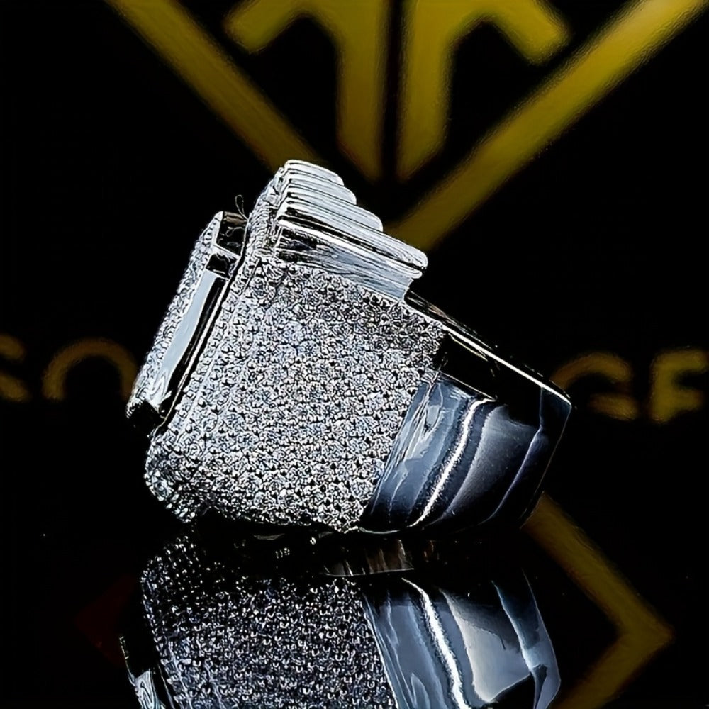 Rings for Women - Crown Ring Men Iced Out 925 Sterling Silver Round Cut Hip Hop Rapper - product detail view 6