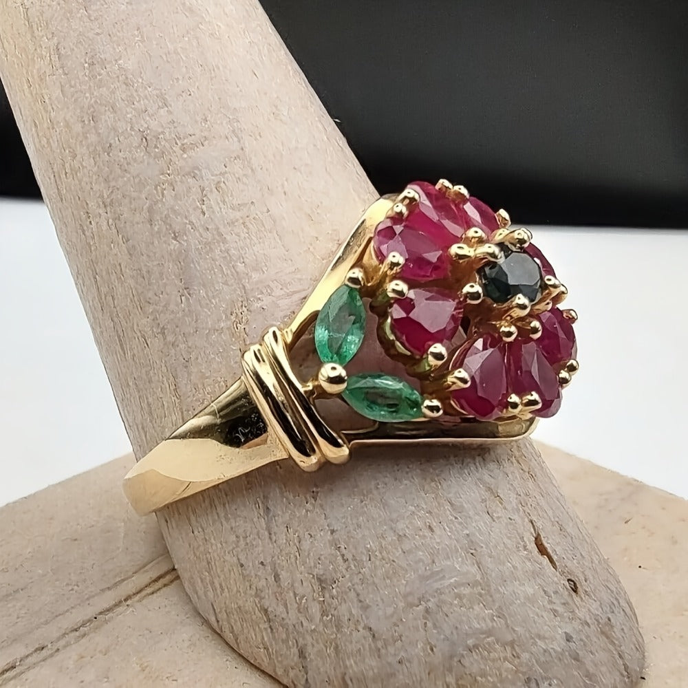 Rings for Women - Gold Ring 14K Gold Plated Red Cubic Zirconia CZ Ring for Boho Elegant - product detail view 9