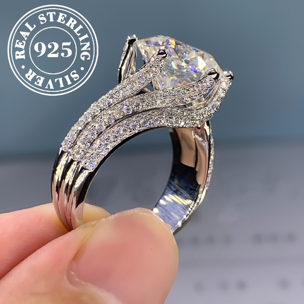 Rings for Women - Moissanite Engagement Ring 925 Sterling Silver - Classic Six-Prong Luxury - product detail view 5