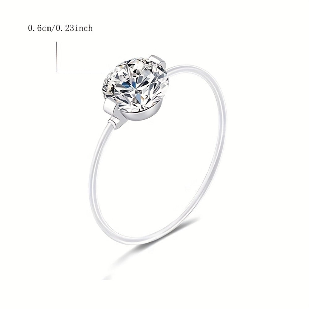Rings for Women - Moissanite Ring 925 Silver Invisible Fishing Line Band Minimalist Large - product detail view 5