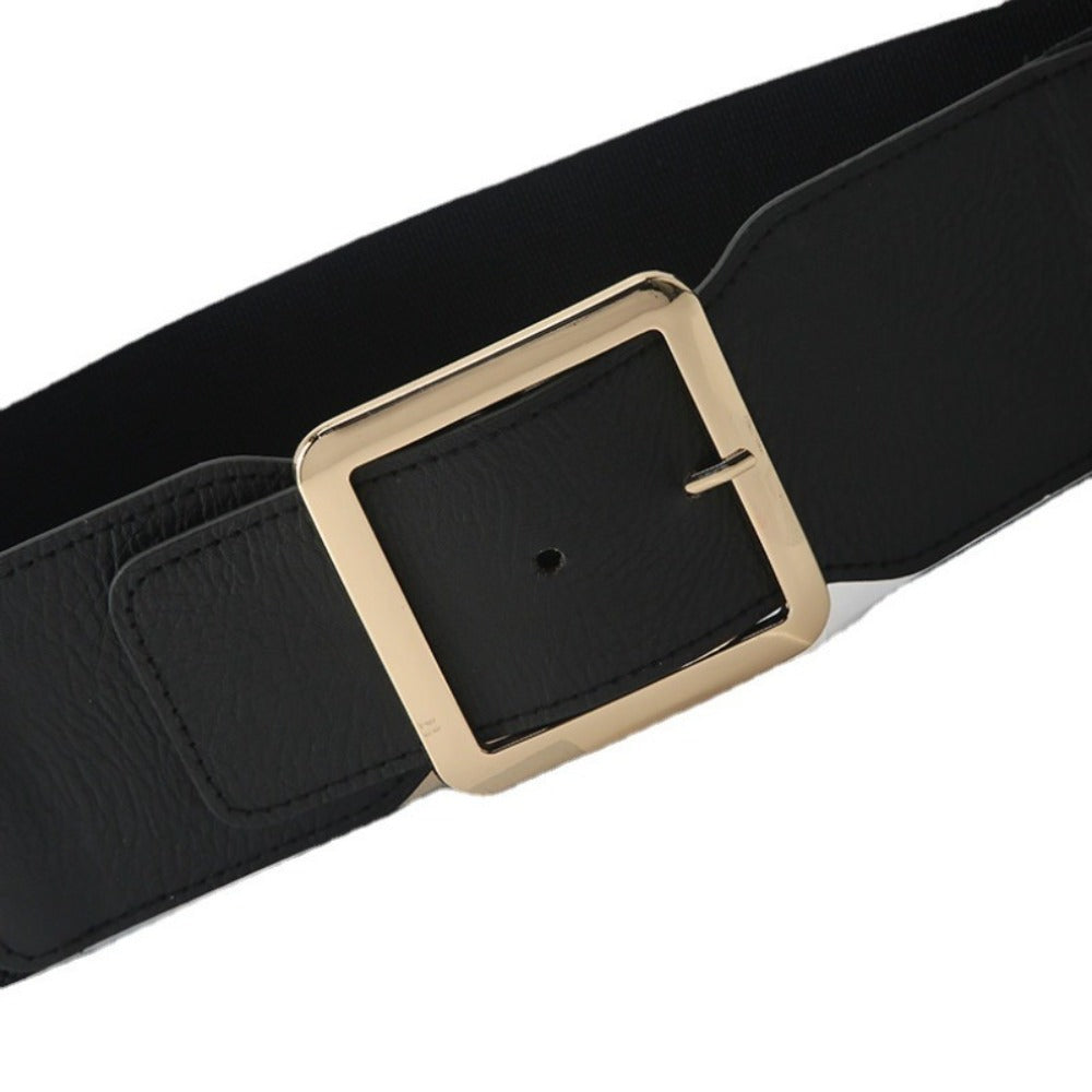 Women's Belt - French Style Elastic Waist for - Minimalist Square Buckle Stretchy - product detail view 5