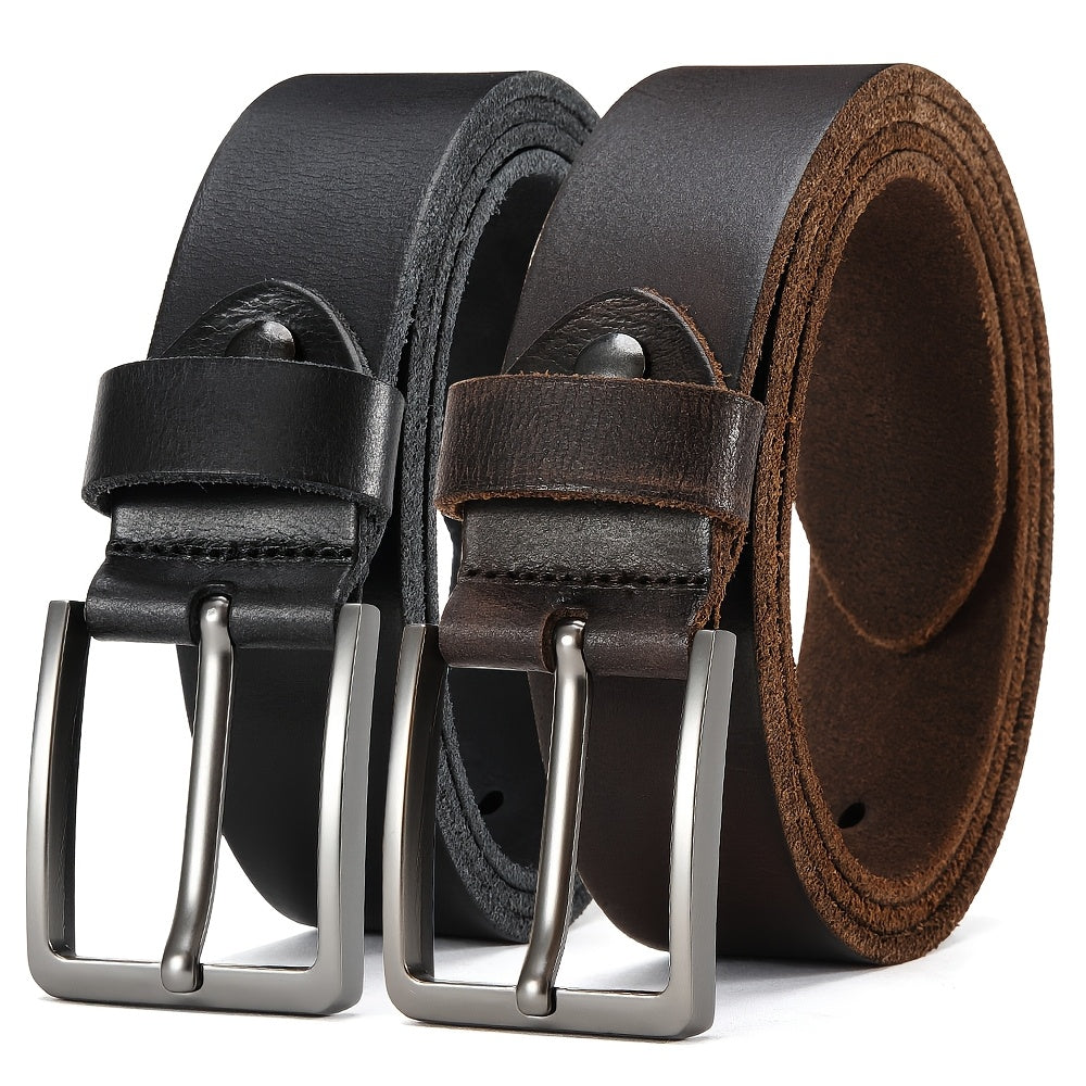 Men's Belt - 's Genuine Leather Set 2-Pack Alloy Pin Buckle, 4 Color Combos, Waist 30 - product detail view 24