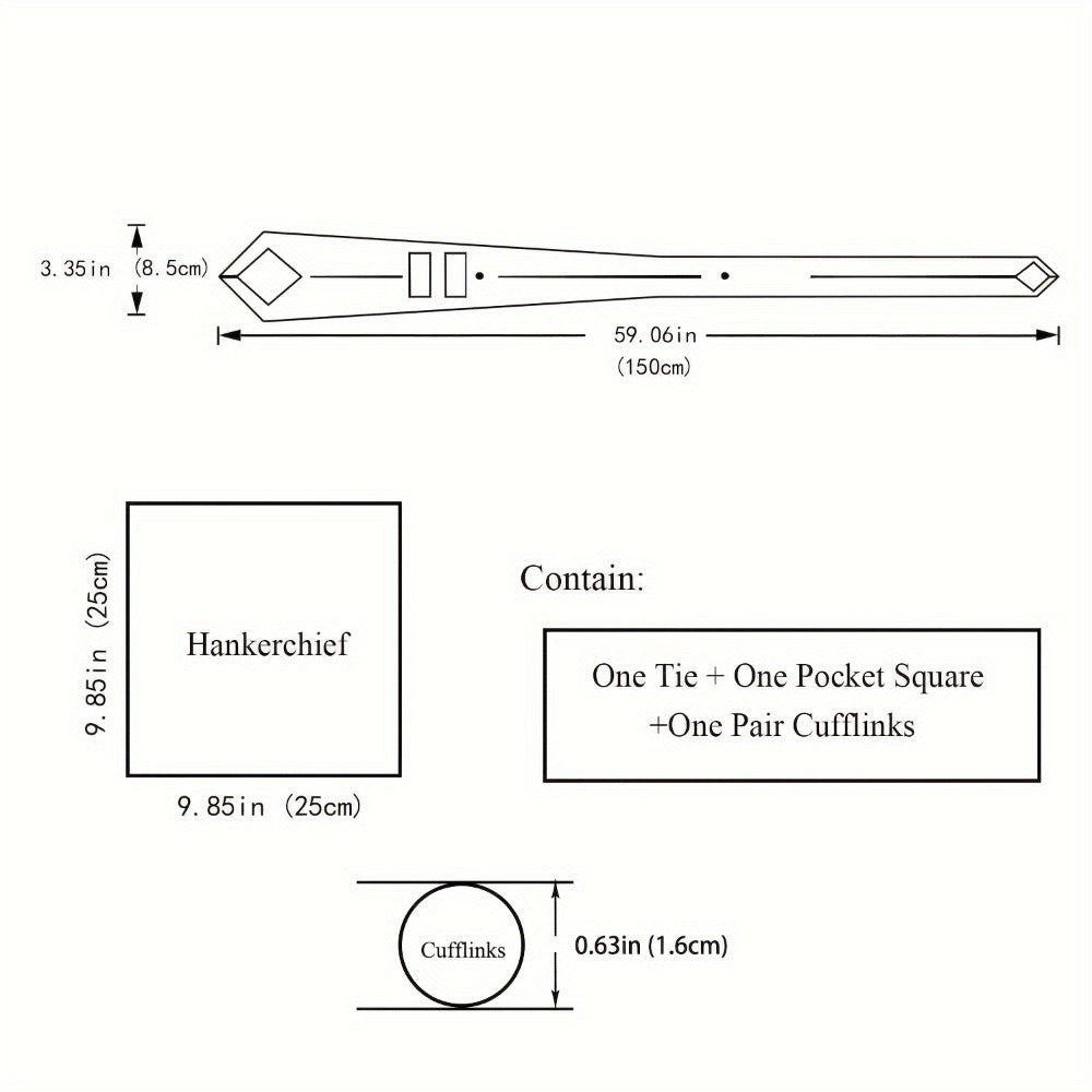 Men's Necktie - 's Set 4pcs Silver Grey - Tie Pocket Square Cufflinks & Tie Clip Matching - product detail view 6
