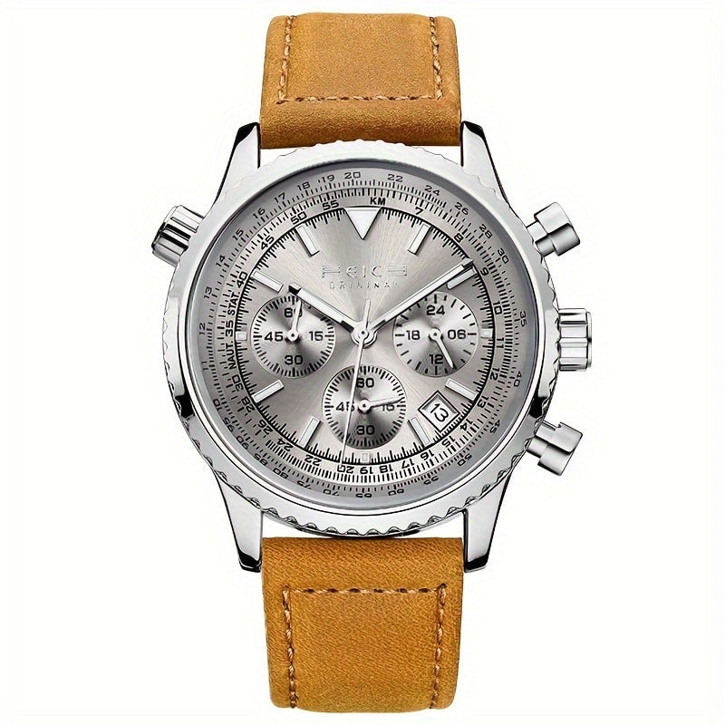 Men's Quartz Watch - FEICE Pilot Series 's Chronograph, Green & Gray Dial, Luminous, Calendar - product detail view 25
