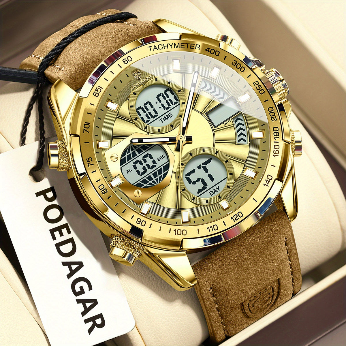 Men's Quartz Watch - POEDAGAR 's Analog-Digital Sport , Waterproof, Alarm, Calendar | 8 Colors - product detail view 35