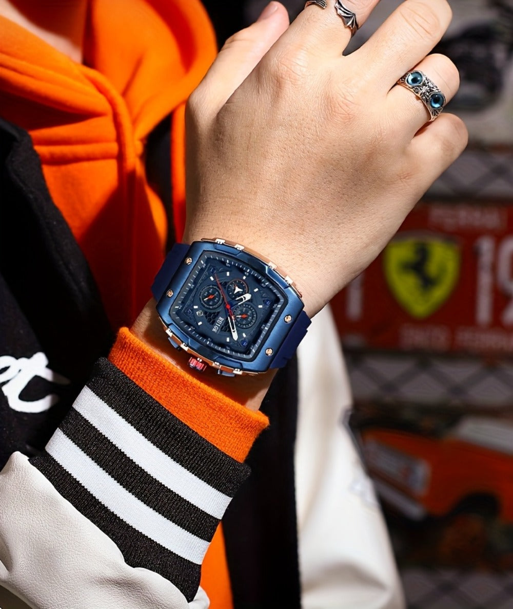 Men's Quartz Watch - 's Barrel-Shaped with Luminous Hands & Date Display - Tonneau Analog - product detail view 12