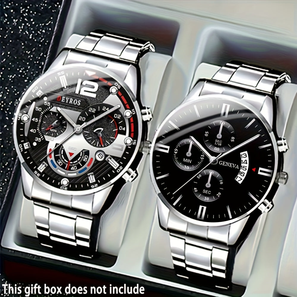Men's Quartz Watch - 's Gift Set 2pcs Luxury Stainless Steel Watches Business Fashion Analog - product detail view 18