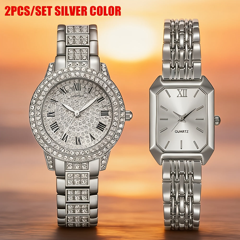 Women's Quartz Watch - 's Set of 2 Elegant Golden Wristwatch Duo for Ladies, Stylish Casual - product detail view 15