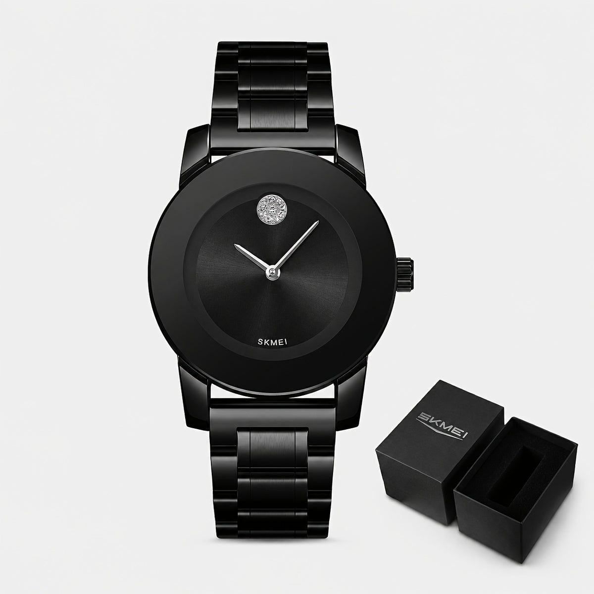 Men's Quartz Watch - SKMEI for & Women Minimalist Black Dial, Zinc Alloy Case, Stainless Steel - product detail view 15