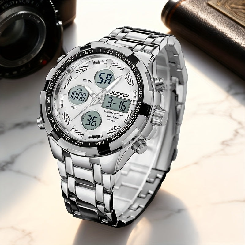 Men's Watch - JOEFOX 's Luxury Analog-Digital Sport Large Face, Stainless Steel, LED - product detail view 12