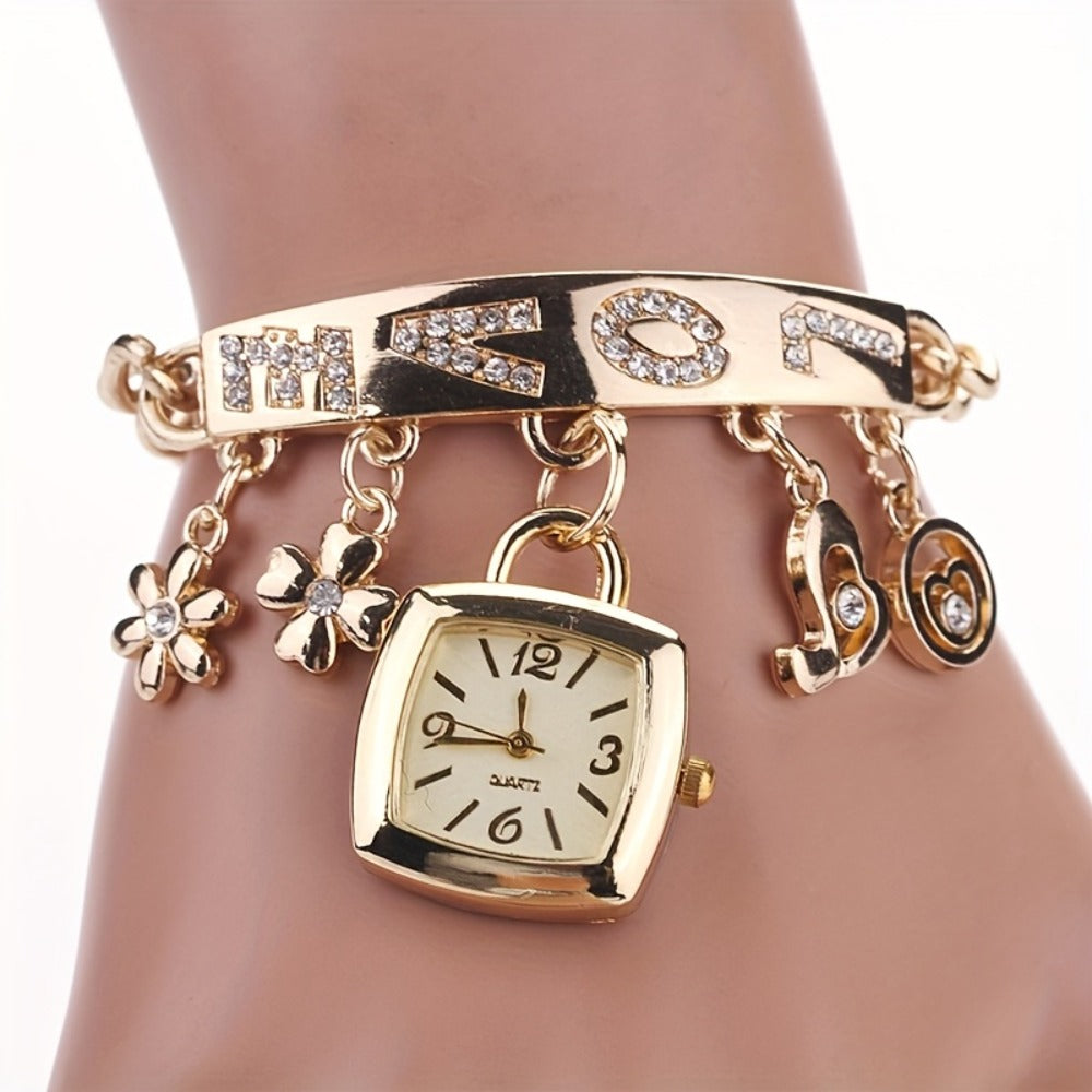 Women's Watch - Rhinestone Bracelet for Luxury Stainless Steel Flower Heart Love Style - product detail view 7