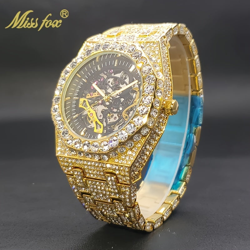 Men's Watch - 's Rhinestone Skeleton Mechanical | Hip-Hop Luxury Iced Out Diamond Dial - product detail view 11