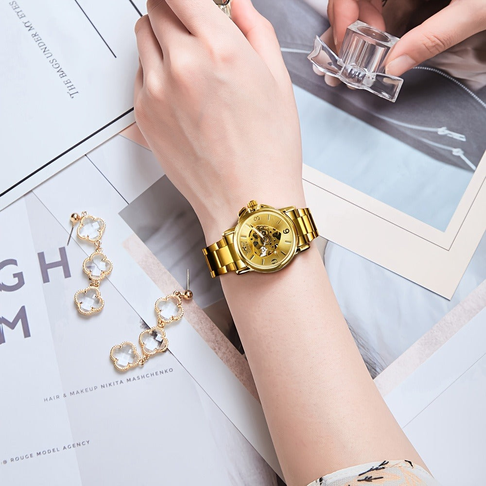 Men's Watch - T-WINNER Skeleton Automatic Mechanical for Luxury Golden Luminous Heart - product detail view 10