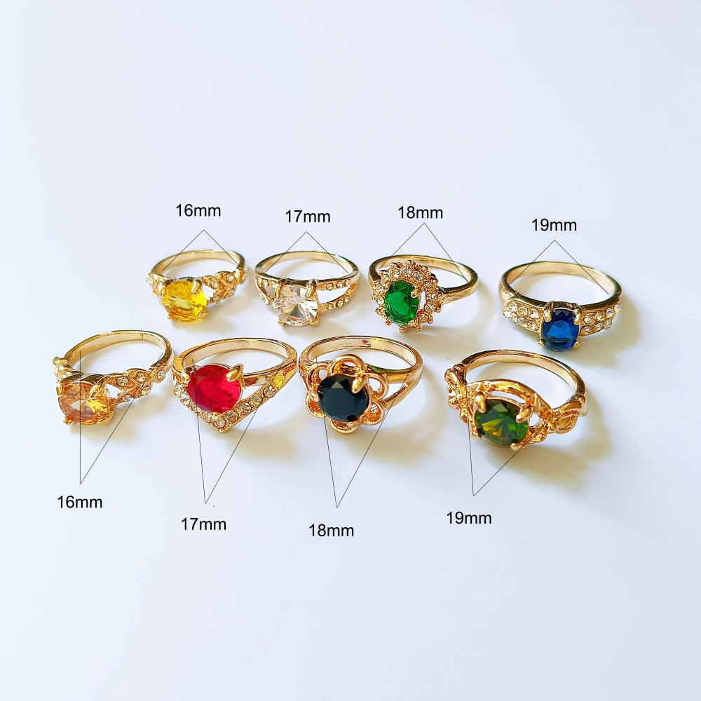 Stackable Rings for Women - Bulk Set 25pcs Colorful Natural Stone Rhinestone Fashion Wholesale - product detail view 5