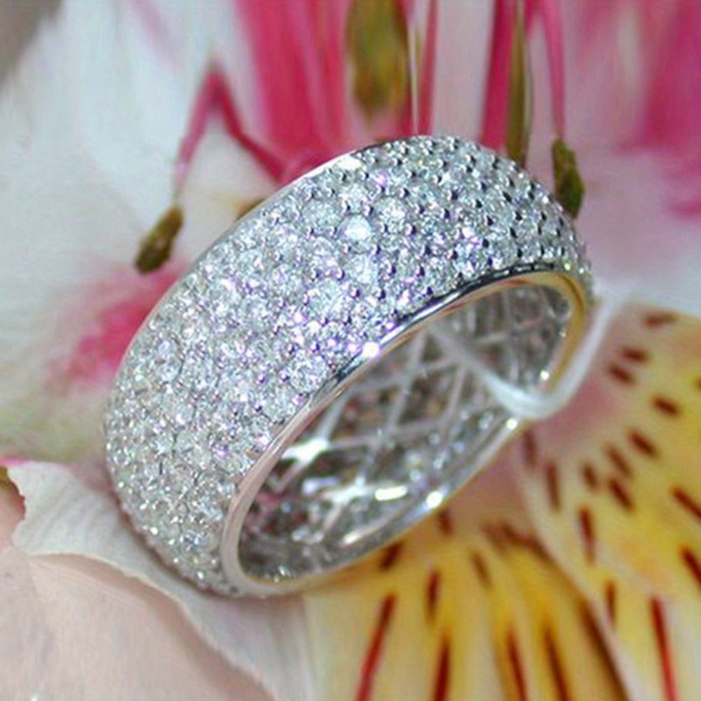 Stackable Rings for Women - Moissanite Eternity Ring S925 Sterling Silver for - Wide Band Micro Pave - product detail view 7