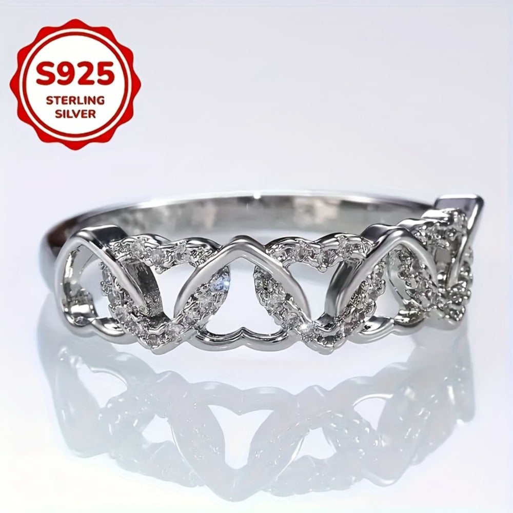 Stackable Rings for Women - S925 Sterling Silver Heart Ring for - Creative Love Surrounding Stacking - product detail view 6
