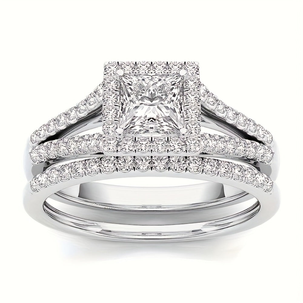 Stackable Rings for Women - Wedding Ring Set for 9pcs - Princess Bridal Engagement with Synthetic - product detail view 11