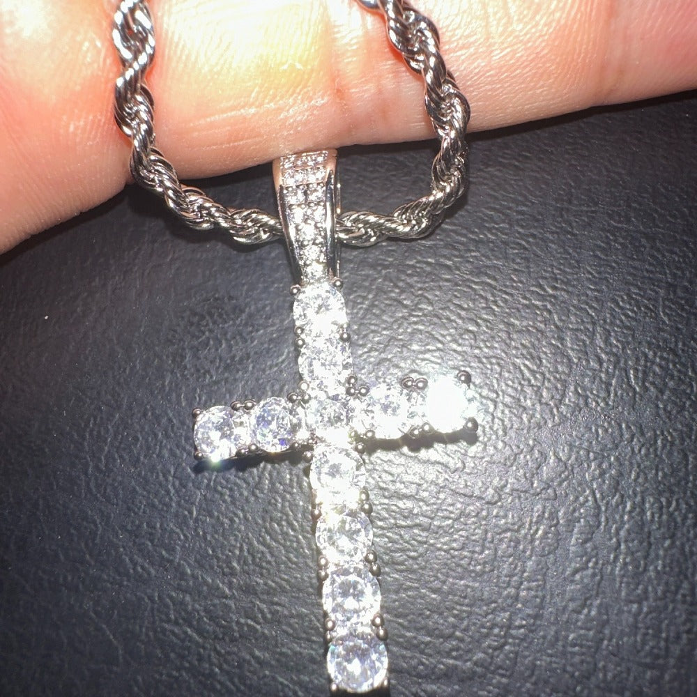 Sterling Silver Cross Necklace - 925 Silver Cross Pendant, Multi-Chain Options - product detail view 8