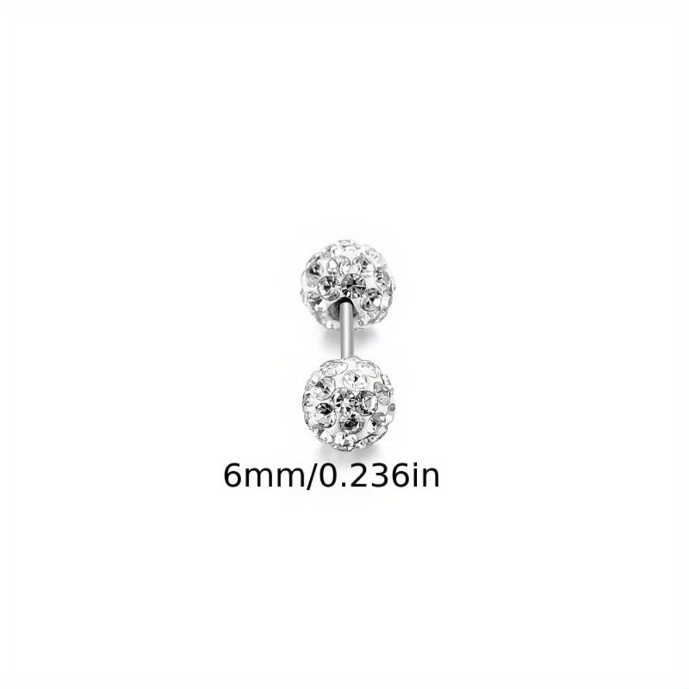 Stud Earrings for Women - 925 Sterling Silver Zirconia Ball Set 4 Pieces Spherical CZ Inlay for - product detail view 11