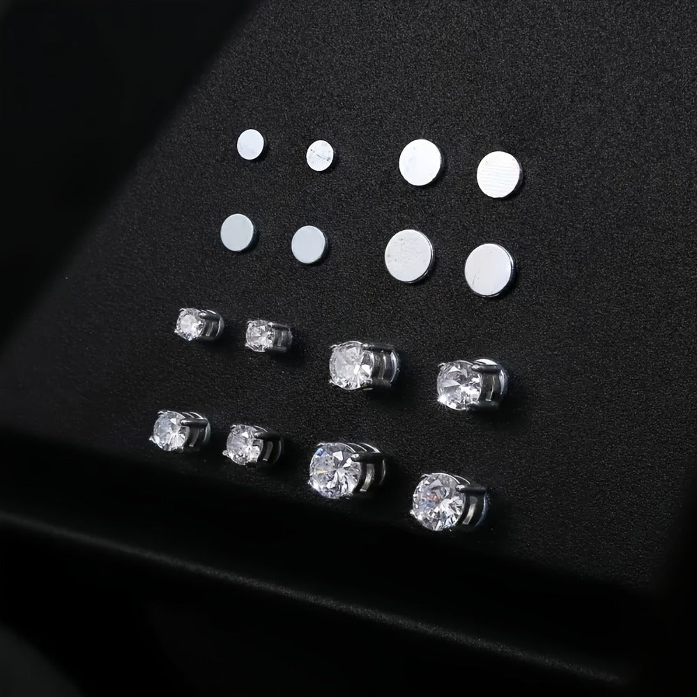 Stud Earrings for Women - Magnetic Clip On No Piercing 4 Pairs - Hypoallergenic Stainless Steel Fake - product detail view 8