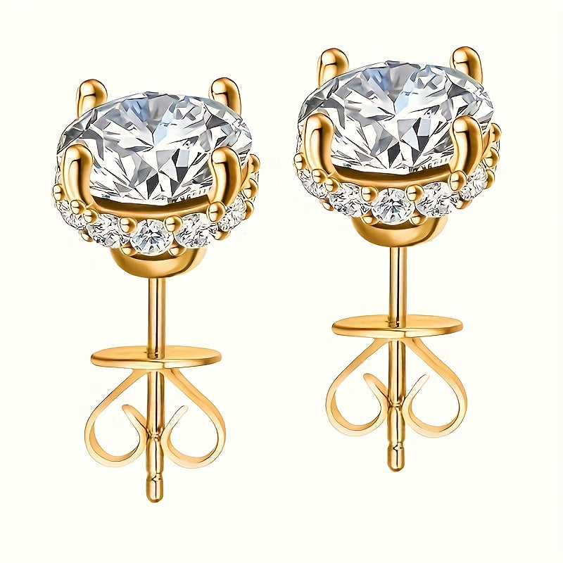 Stud Earrings for Women - Moissanite for & Men 2 Carat S925 Silver Plated, Bohemian Chic Elegant - product detail view 14